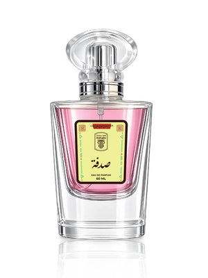 Flacon de luxe du parfum Soudfa par Otour Al Janna, dévoilant un élixir aux notes de pivoine et teinture de rose