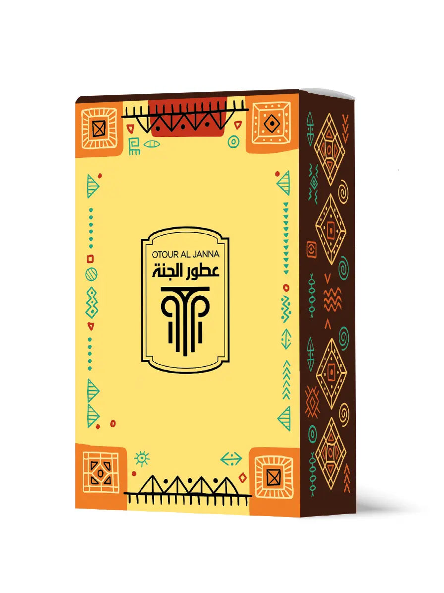 Coffret élégant du parfum Otour Al Janna Otour Al Janna, reflétant une fragrance de haute parfumerie aux notes de sable chaud et bois de santal