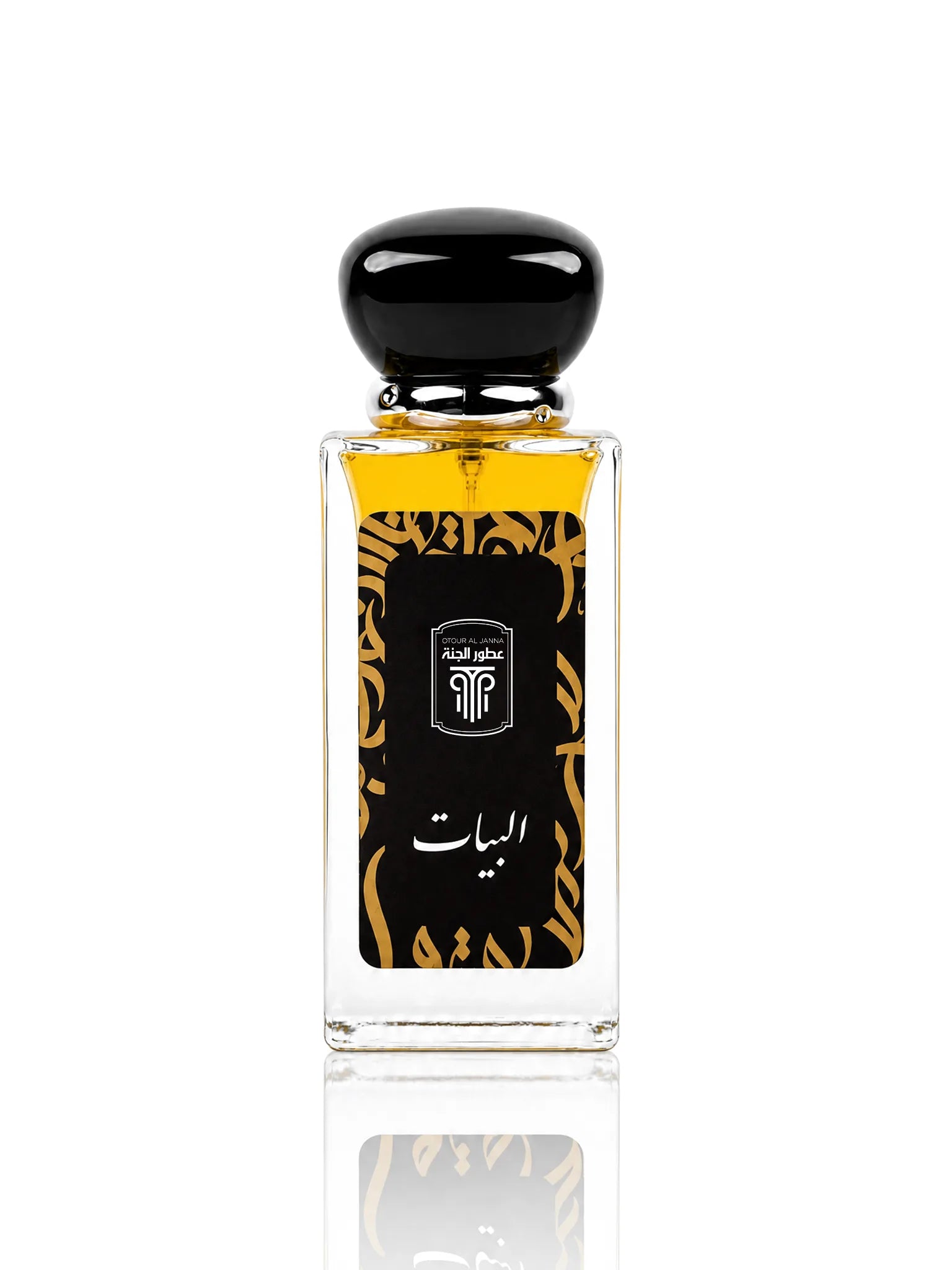 Bouteille élégante du parfum Al Bayat de Otour Al Janna avec design noir et or.